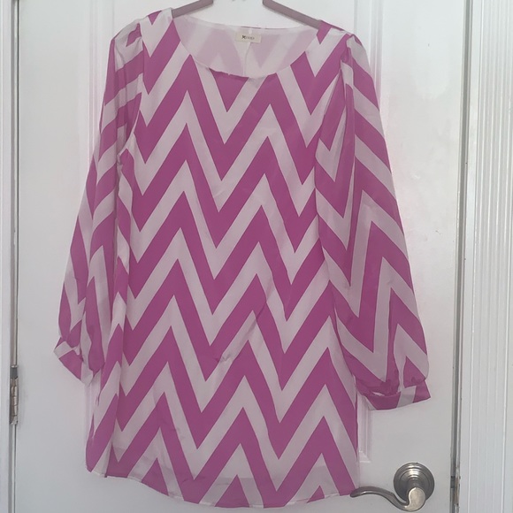 * Purple-Pink & White Chevron Shift Dress - Picture 2 of 3